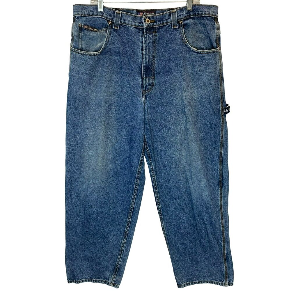 Vintage US POLO ASSOC JEANS CO Mens 38x30 Baggy Hip Hop Skater Grunge Blue Y2K